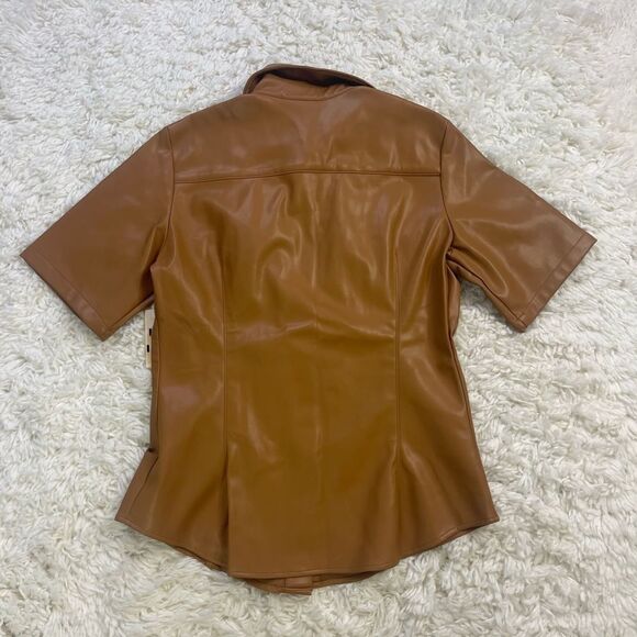 Simon Miller Bandera Shirt Vegan Leather Short Sleeve Button Up Shirt - Picture 7 of 7